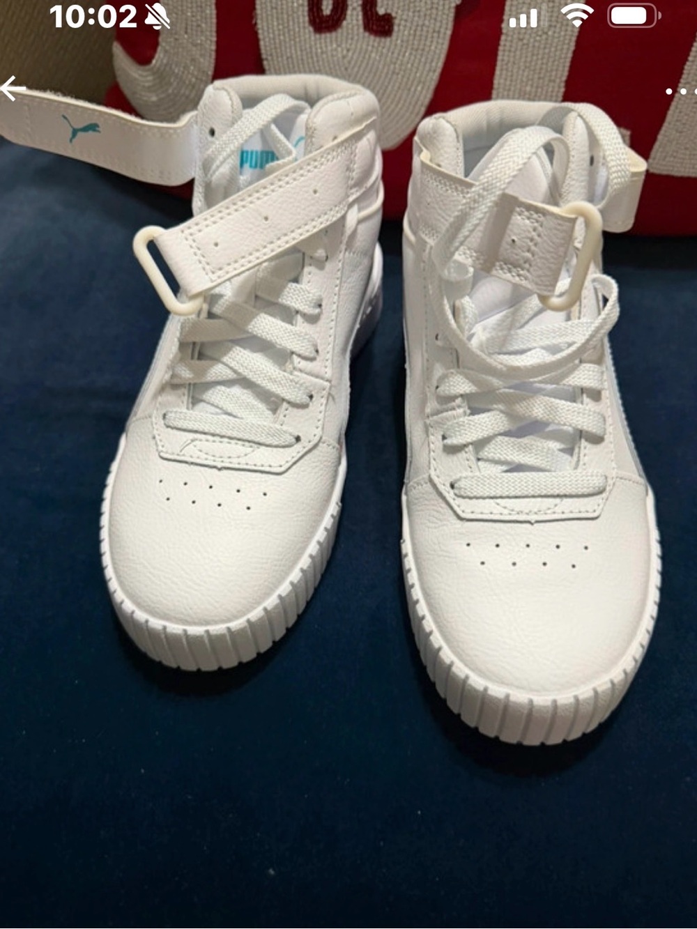 Puma White Kids' High-Top Sneakers with Strap